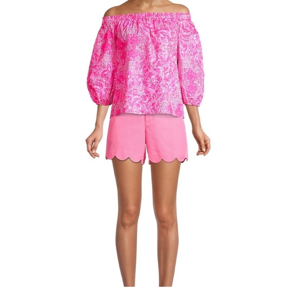 Lily Pulitzer Winifred Printed Cotton Piñata Pink Top - Picture 4 of 6
